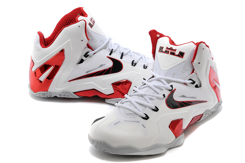 Newest Nike Lebron James 11 Elite White Red Grey