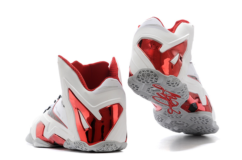 Newest Nike Lebron James 11 Elite White Red Grey - Click Image to Close