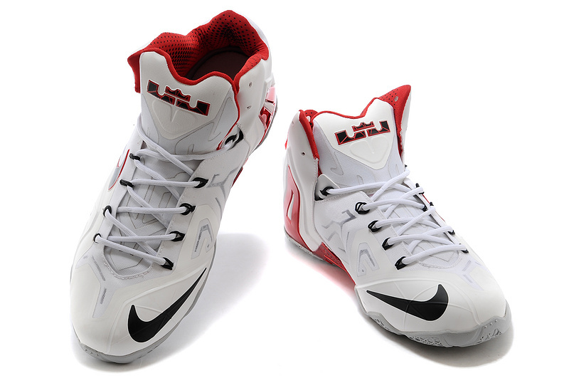 Newest Nike Lebron James 11 Elite White Red Grey - Click Image to Close