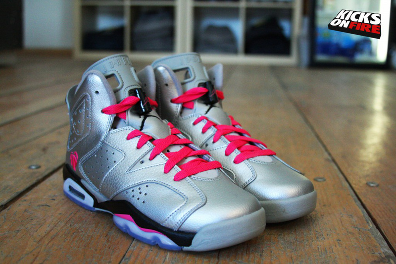 2014 New Air Jordan 6 Valentine Silver Black Red Shoes