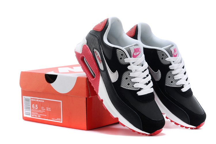 Nike Air Max 90 Black White Red Running Shoes - Click Image to Close