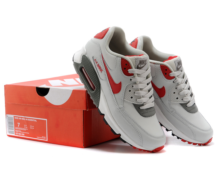 Nike Air Max 90 White Grey Red Running Shoes