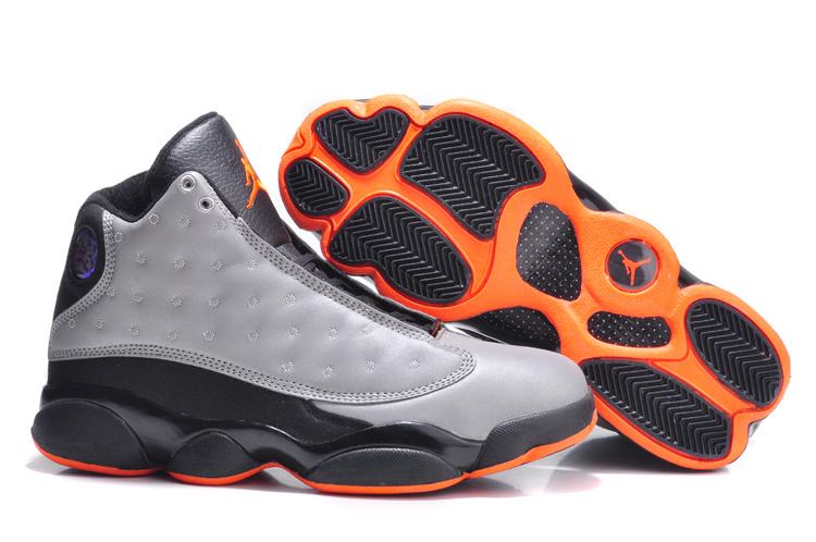 2014 New Jordan 13 Retro 3M Basketball Shoes Grey Black Orange