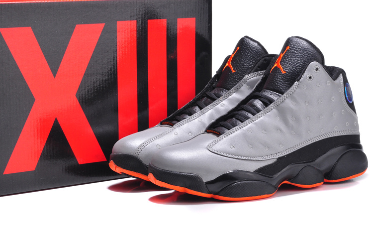 2014 New Jordan 13 Retro 3M Basketball Shoes Grey Black Orange - Click Image to Close