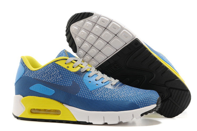 Nike Air Max 90 Blue Yellow White Running Shoes - Click Image to Close