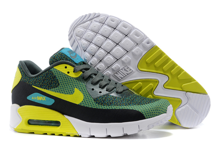 Nike Air Max 90 Green Black Yellow White Running Shoes - Click Image to Close