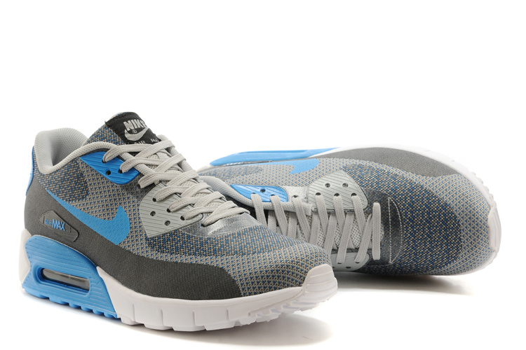 Nike Air Max 90 Grey Blue White Running Shoes - Click Image to Close