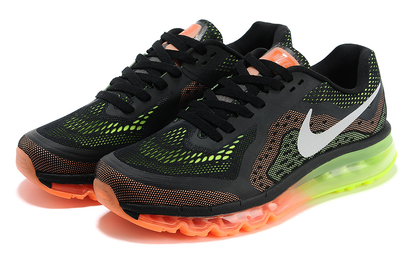 Women Nike Air Max 2014 Shoes Black Orange Green - Click Image to Close