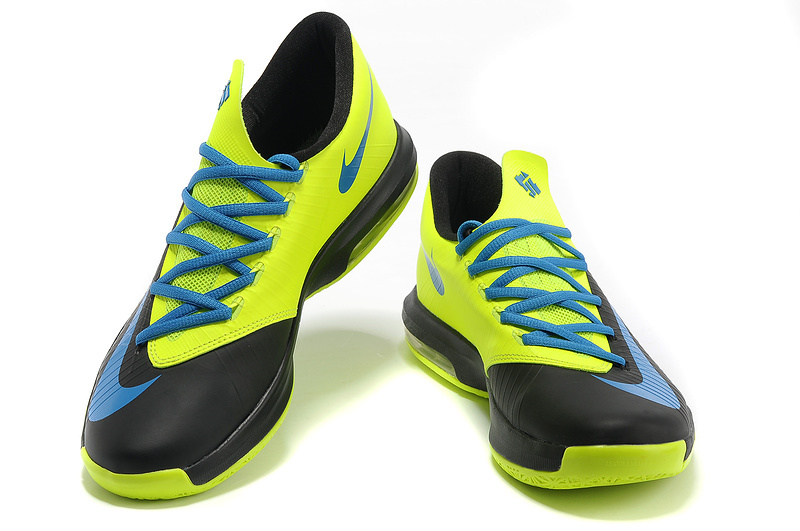 Latest Nike Kevin Durant 6 Black Green Blue Shoes - Click Image to Close