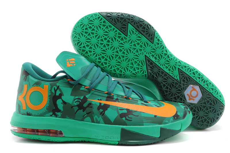 New Nike Kevin Durant 6 Green Yellow Shoes - Click Image to Close