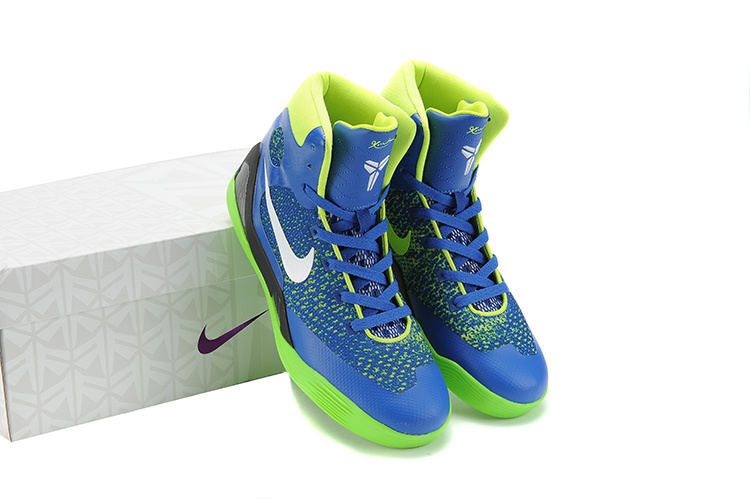 Women's Nike Kobe Bryant 9 Middle Blue Black Yellow Shoes - Click Image to Close
