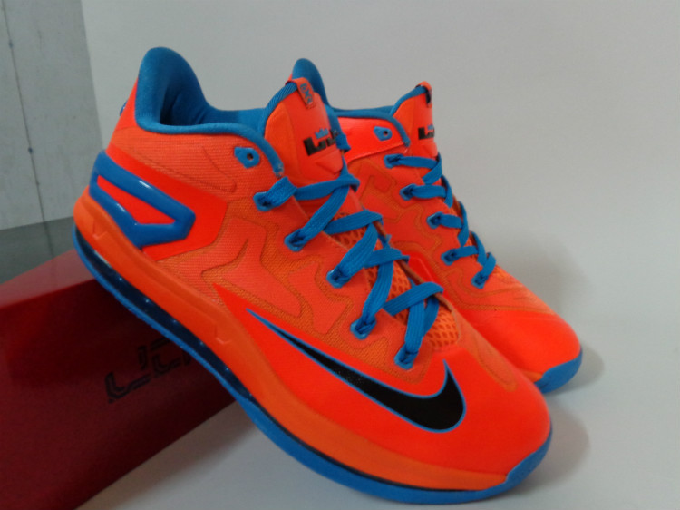 Nike Lebron James 11 Low Orange Blue Shoes - Click Image to Close