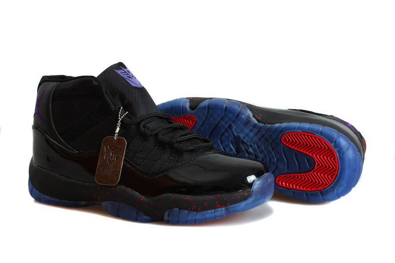 2014 Retro Jordan 11 Transformer Shoes Black Blue Red