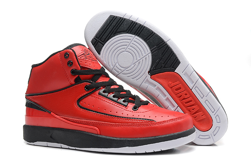 New Nike Air Jordan 2 Basketball Shoes Red Black White - Click Image to Close