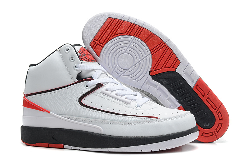 New Nike Air Jordan 2 Basketball Shoes White Black Red - Click Image to Close