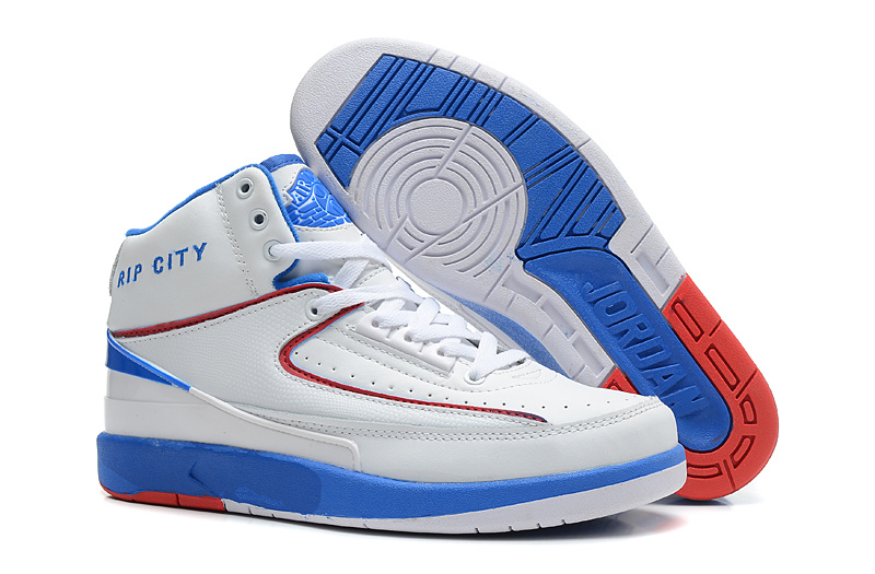 New Nike Air Jordan 2 Basketball Shoes White Blue Red - Click Image to Close