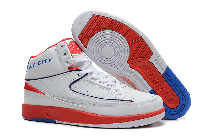 New Nike Air Jordan 2 Basketball Shoes White Red Blue - Click Image to Close