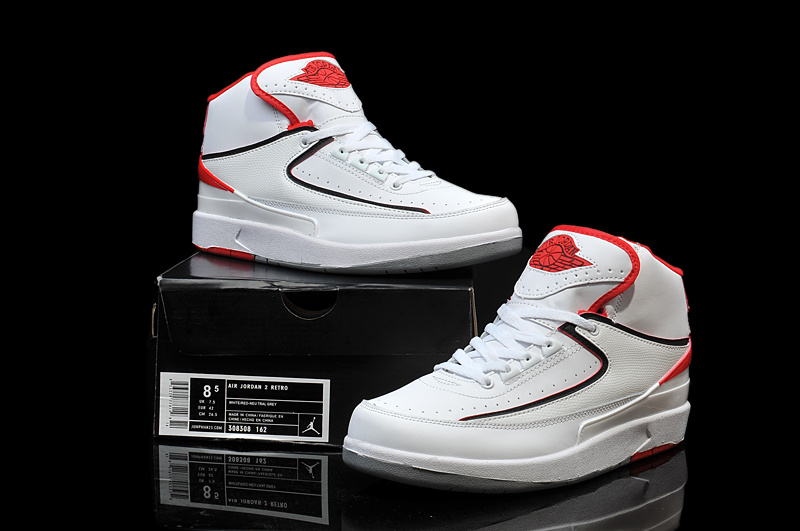 New Nike Air Jordan 2 Basketball Shoes White Red - Click Image to Close