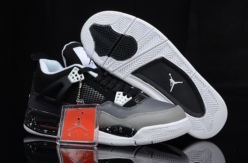 2014 Retro Jordan 4 Oreo Black Grey Shoes