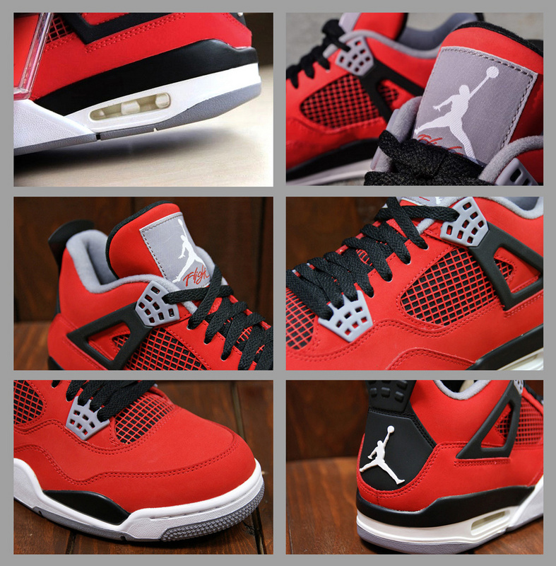 2014 Retro Jordan 4 Toro Red Black White Basketball Shoes