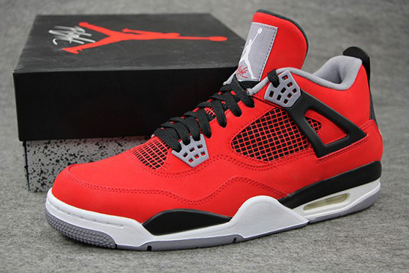 2014 Retro Jordan 4 Toro Red Black White Basketball Shoes - Click Image to Close