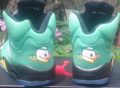 2014 Nike Air Jordan 5 Oregon Ducks Green Black Shoes - Click Image to Close