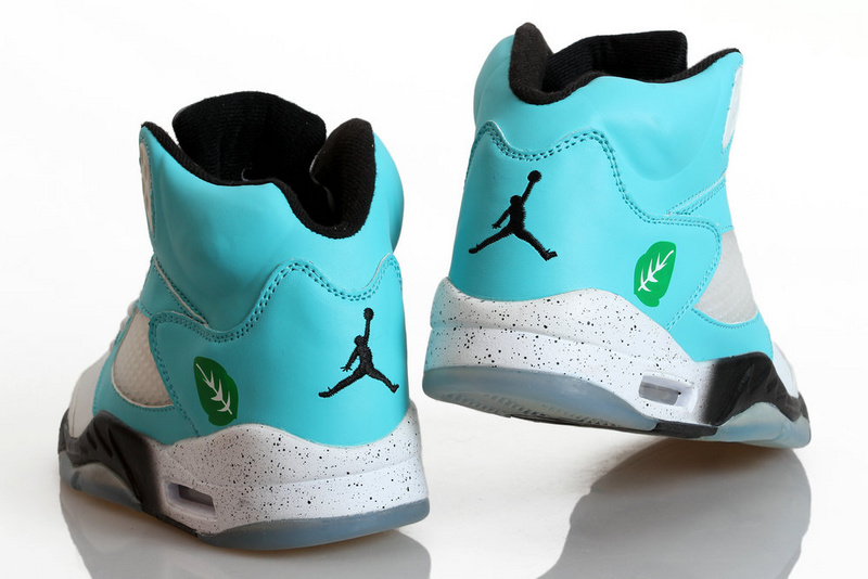 2014 Nike Air Jordan 5 Shoes White Blue Black