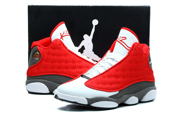 2014 White Red Grey Jordan 13 Retro Shoes - Click Image to Close