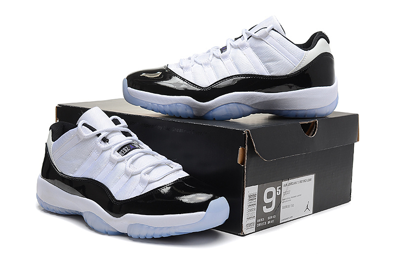 Nike Womens Jordan 11 Low Basketball Shoes White Black Blue