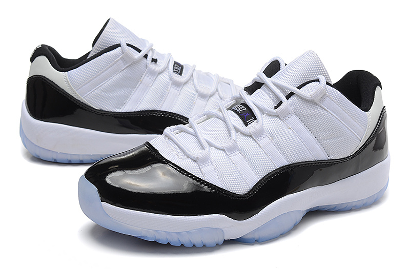 Nike Womens Jordan 11 Low Basketball Shoes White Black Blue