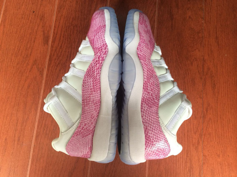 Nike Womens Jordan 11 Low Basketball Shoes White Pink Snakeskin - Click Image to Close