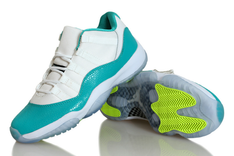 Nike Womens Jordan 11 Snakeskin White Blue Shoes