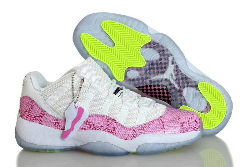 Nike Womens Jordan 11 Snakeskin White Pink Shoes - Click Image to Close