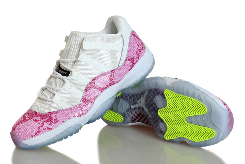 Nike Womens Jordan 11 Snakeskin White Pink Shoes
