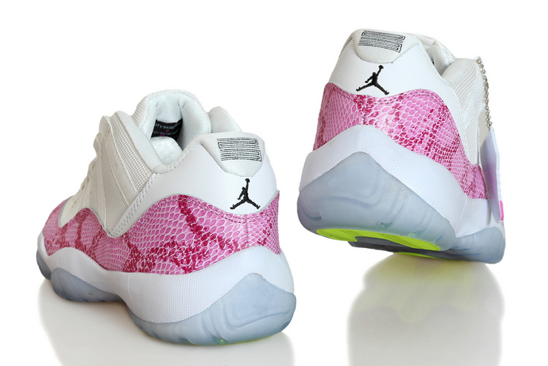 Nike Womens Jordan 11 Snakeskin White Pink Shoes