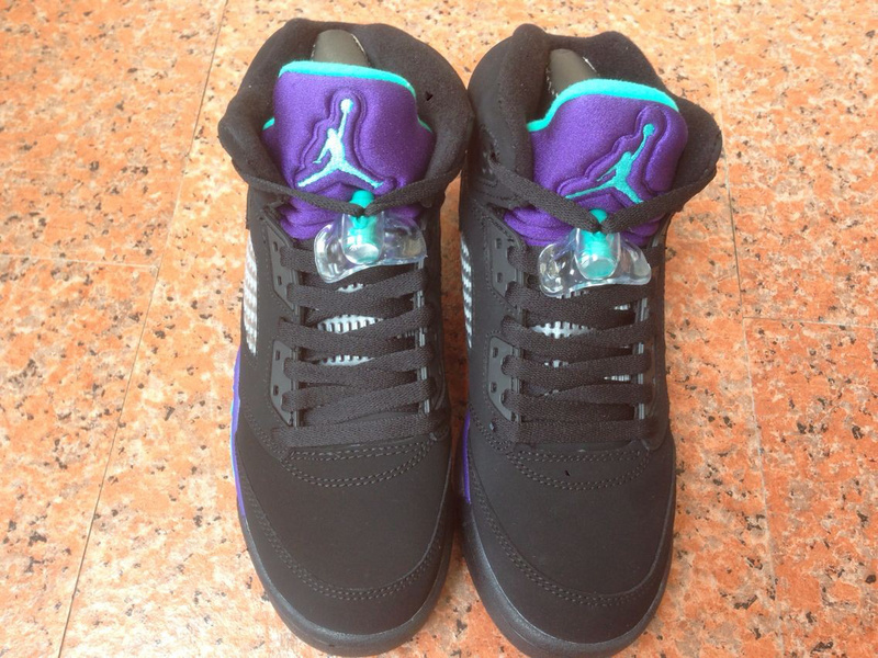 2014 Womens Jordan 5 Shoes Black Purple Blue - Click Image to Close