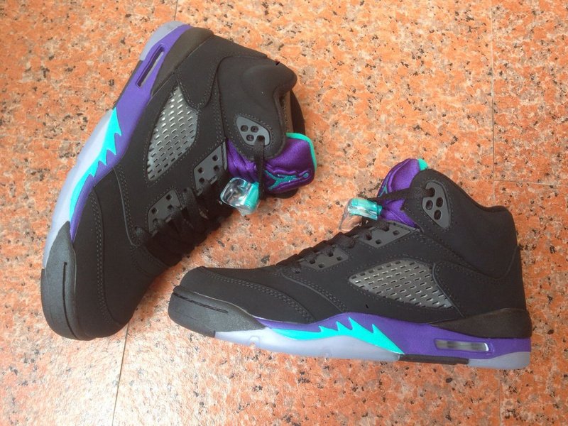 2014 Womens Jordan 5 Shoes Black Purple Blue - Click Image to Close