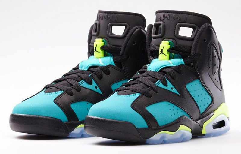 Nike Womens Jordan 6 Of Braizl World Cup GS Turbo Green Black Shoes - Click Image to Close