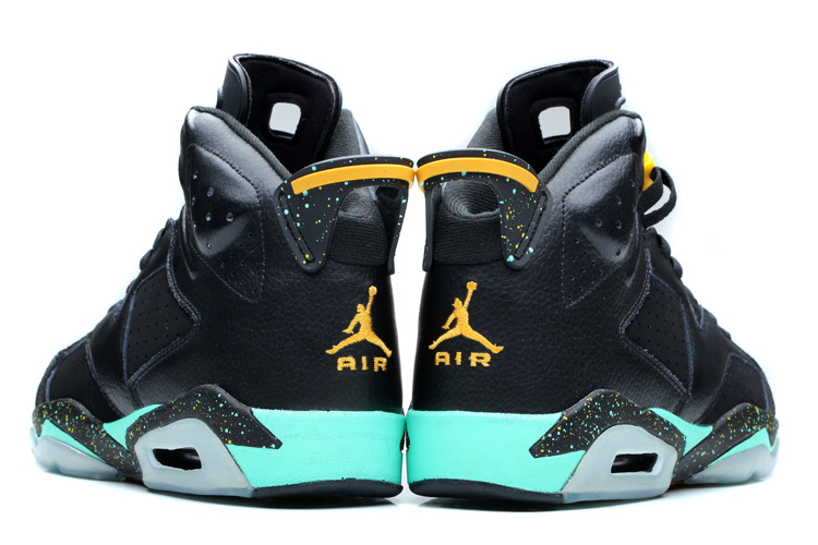 Nike Womens Jordan 6 Retro Black Green Yellow Shoes - Click Image to Close