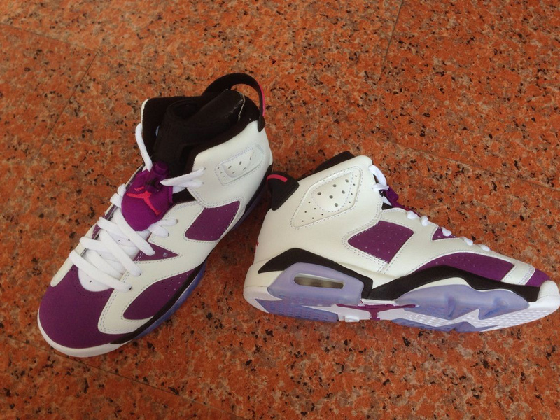 Nike Womens Jordan 6 Shoes White Purple - Click Image to Close