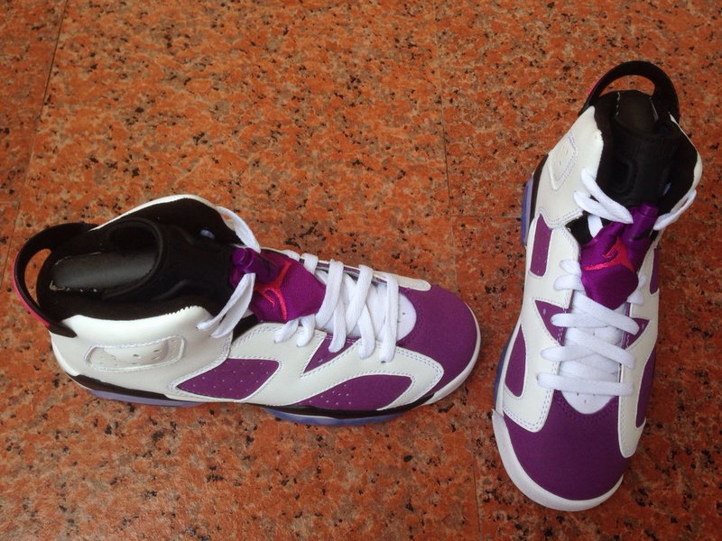 Nike Womens Jordan 6 Shoes White Purple - Click Image to Close