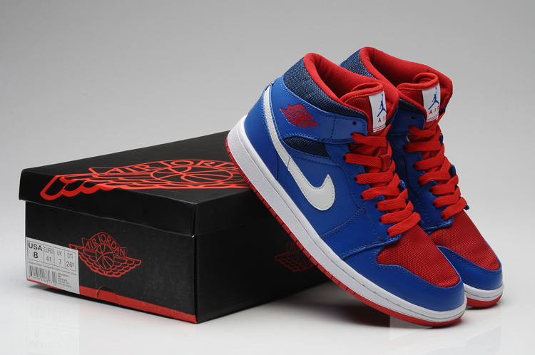 New Nike Air Jordan 1 Blue Red Shoes - Click Image to Close