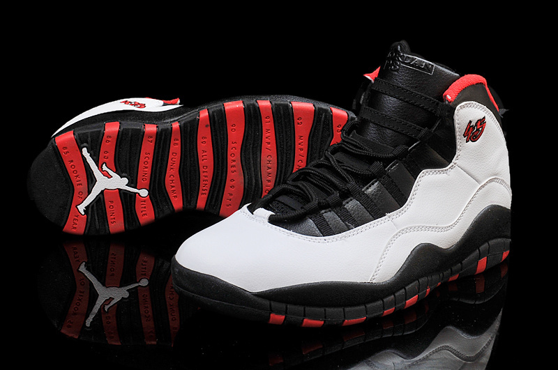 New Air Jordan 10 Retro Basketball Shoes Grey Black Red