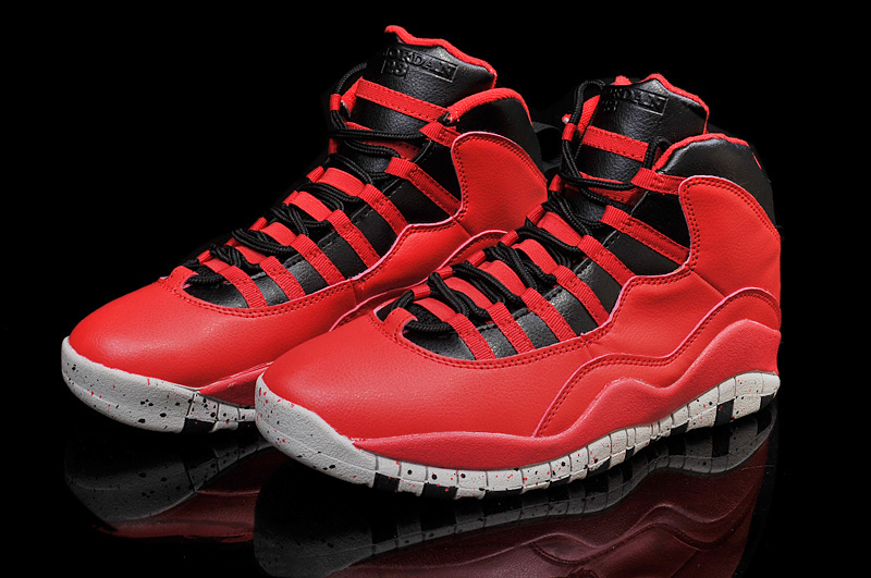 New Air Jordan 10 Retro Basketball Shoes Red Black - Click Image to Close