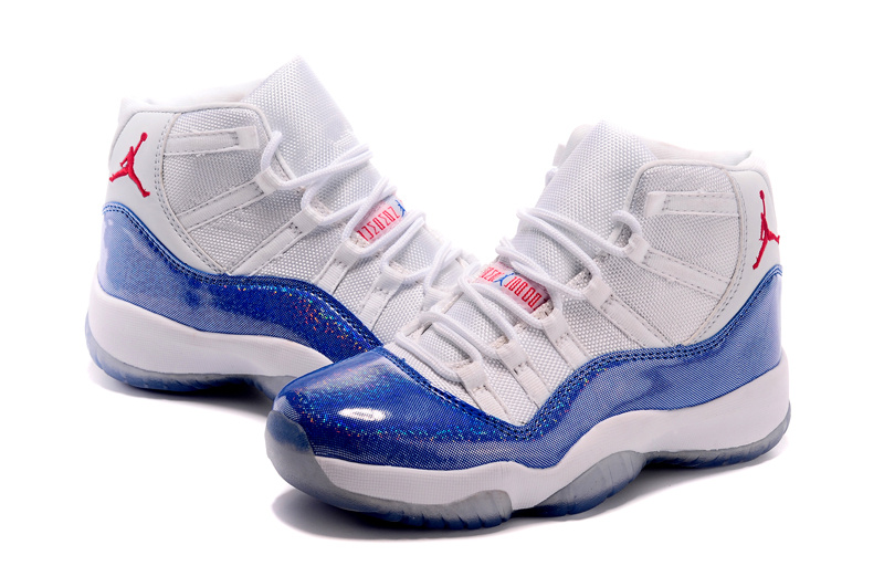 Nike's New Air Jordan 11 White Blue Shoes For Women - Click Image to Close