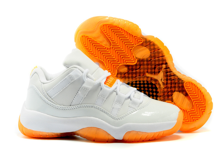 Latest Nike Air Jordan 11 White Orange For Women - Click Image to Close