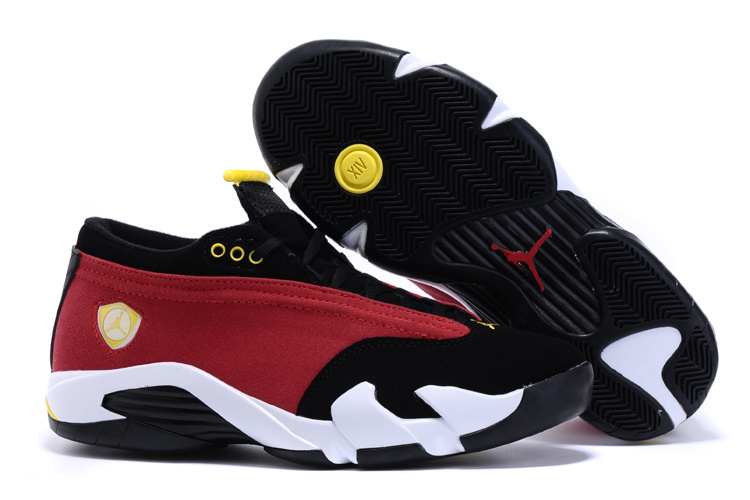 2015 Nike Air Jordan 14 Low Red Black White Yellow Shoes - Click Image to Close