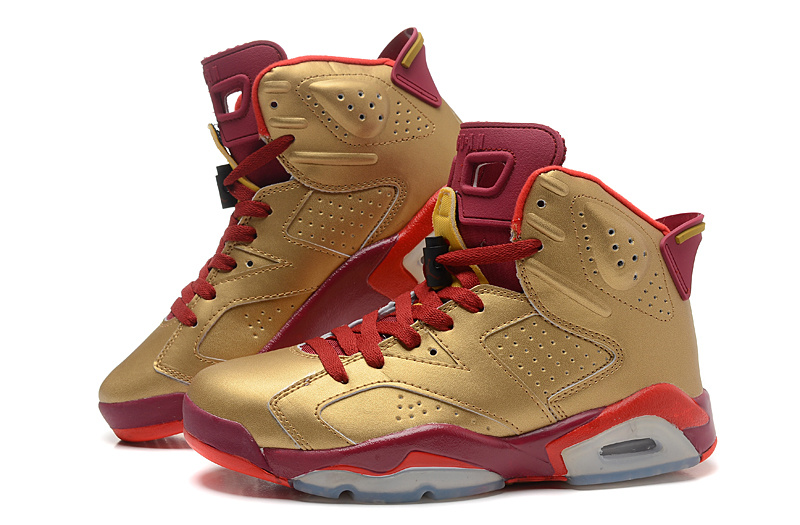 2015 Nike Air Jordan 6 Retro Gold Red Shoes