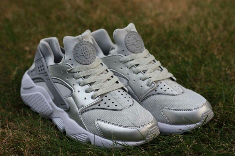 2015 Hot Nike Air Huarache All Silver Grey Mens Shoes - Click Image to Close