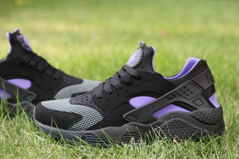 2015 Hot Nike Air Huarache Black Grey Purple Shoes - Click Image to Close